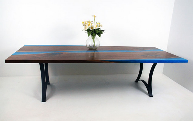 Tables modernes Table de salle à manger Table de design marin Résine Rivière Meubles 220x90 Epoxy Océan