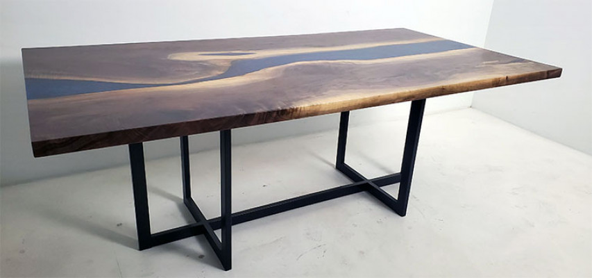 table à manger Design Table Résine Tables Modernes Mer Océan Rivière Meubles 220x90 Époxy