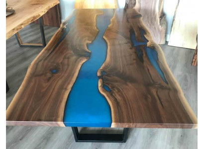Tables de rivière Table à manger Table design Moderne Mer Meubles 220x90 Résine époxy Océan