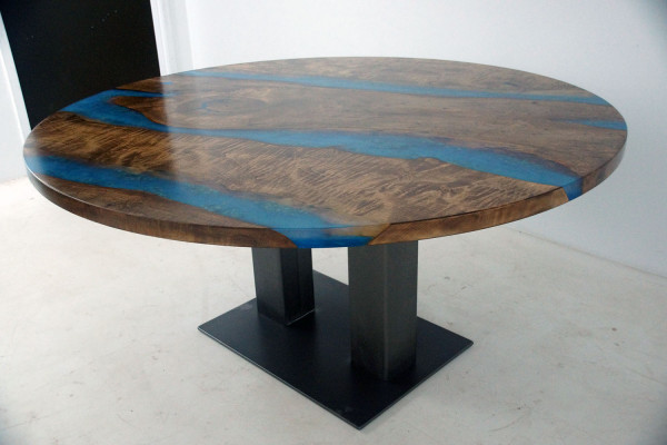 Table à manger ronde Table de rivière En bois massif Table de rivière Table 150cm Tables Résine époxy