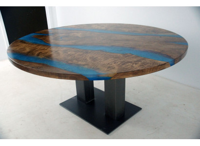 Table à manger ronde Table de rivière En bois massif Table de rivière Table 150cm Tables Résine époxy