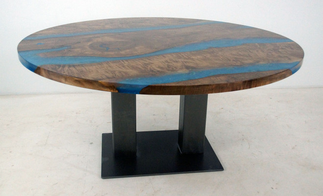 Table à manger ronde Table de rivière En bois massif Table de rivière Table 150cm Tables Résine époxy
