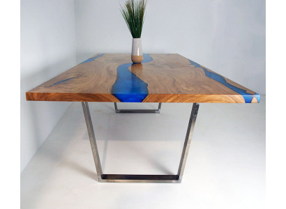 Tables Table à manger Table de design Moderne Mer Rivière Meubles 220x90 Résine époxy Océan