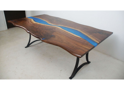Table à manger River Table Véritable Table en Bois Massif 220x100 Tables Solides Résine époxy