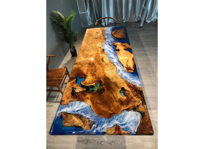 Table à manger Design Table Résine Tables Modernes Mer Rivière Mobilier 220x90 Epoxy Océan