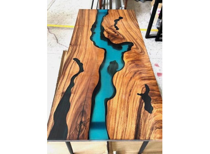 Tables modernes Table de salle à manger Table de design Résine Mer Rivière Meubles 220x90 Epoxy Océan