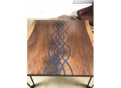 River Tables Table à manger Table de design Moderne Mobilier de mer 100x100 Résine époxy Océan
