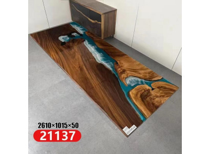 Table de rivière en résine époxy véritable en bois massif Tables en eau bleue en époxy