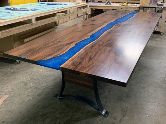 Table de salle à manger en résine époxy River Table 240x100 Table river en bois véritable Tables en bois massif neuves