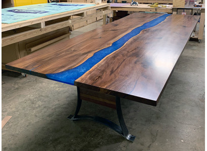 Table de salle à manger en résine époxy River Table 240x100 Table river en bois véritable Tables en bois massif neuves