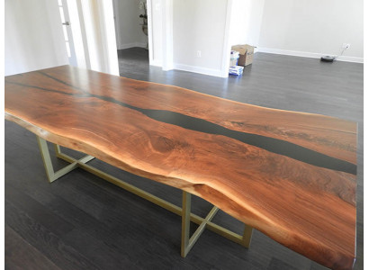Table de rivière Table à manger Table de rivière Tables massives 240x100 Résine époxy de mer