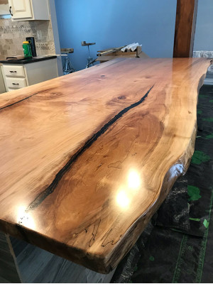 Table à manger Résine époxy Bois massif Meubles en bois massif Table en époxy cascade 240x100cm