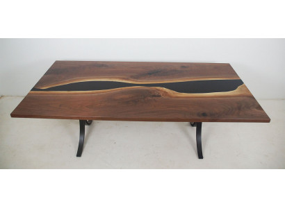 Résine époxy Table à manger Table de rivière Vraie bois Tables massives 240x100 Table de rivière nouvelle
