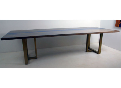 Table de rivière à base de résine époxy Table à manger en bois massif Tables décoratives 220x100
