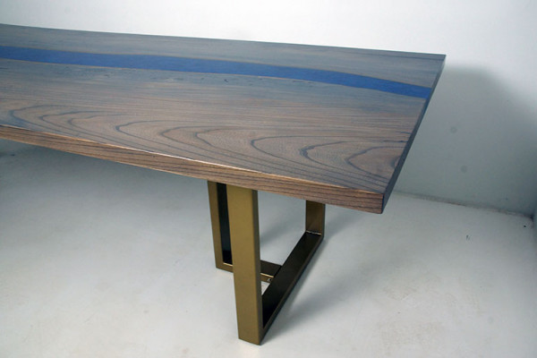 Table de rivière à base de résine époxy Table à manger en bois massif Tables décoratives 220x100