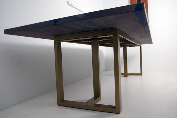 Table de rivière à base de résine époxy Table à manger en bois massif Tables décoratives 220x100