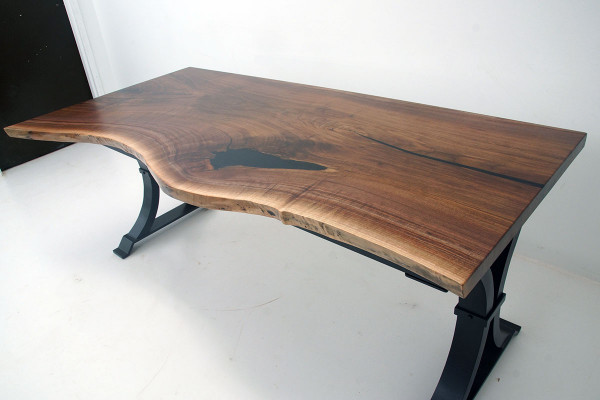 Table à manger en résine époxy et en bois massif véritable, table en époxy en cascade 200x90 nouveauté