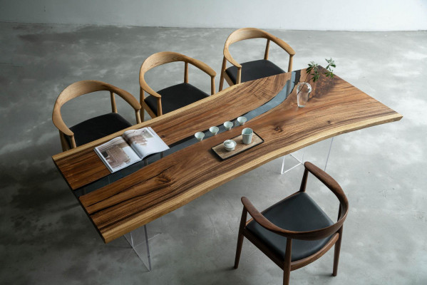 Table de rivière Table basse en résine époxy Tables massives 240x100 table de rivière