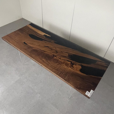 Table à manger Table rivière noire Table en bois massif Table rivière 221x91cm Tables