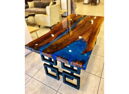 Table basse Table Blue River Table en bois massif Table rivière 140x80 Tables