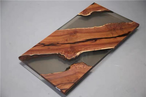 Table à manger Table de rivière Table en bois massif Table décorative en résine époxy