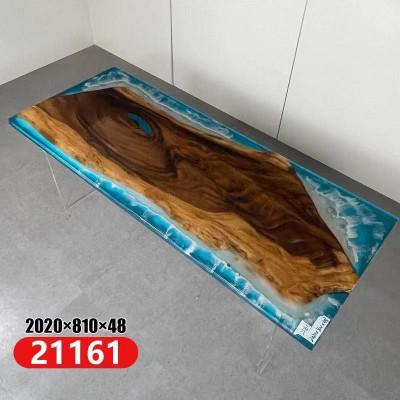 Table de rivière Table à manger Table de rivière Tables massives 202x81 Résine époxy Mer