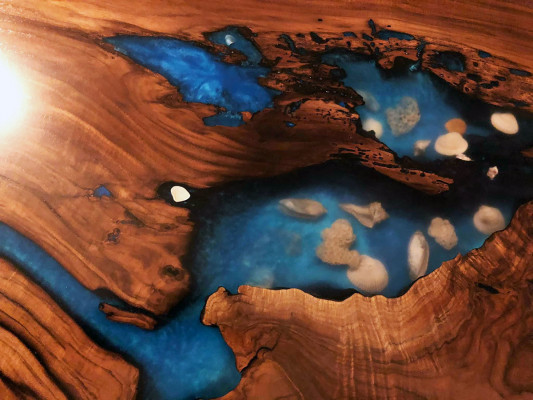 Table personnalisée Résine époxy Résine époxy Rivière Bois véritable Prix 1 mètre carré Tables