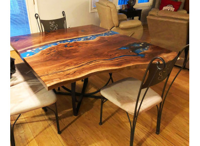 Table personnalisée Résine époxy Résine époxy Rivière Bois véritable Prix 1 mètre carré Tables
