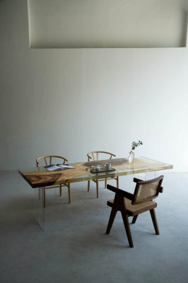 Luxueuse Table de design en résine époxy Tables Table à manger 200x80 Meubles en bois massif