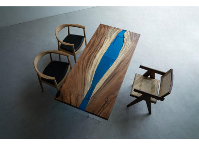 Table à manger River Table Tables solides 185x85cm Table de rivière Résine époxy Mer