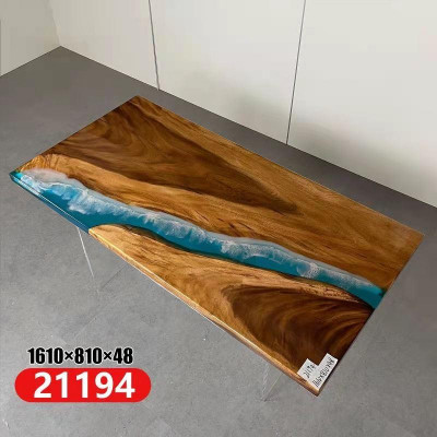 Table de salle à manger Table de rivière en bois massif Tables en résine époxy solide 161x81 nouveau