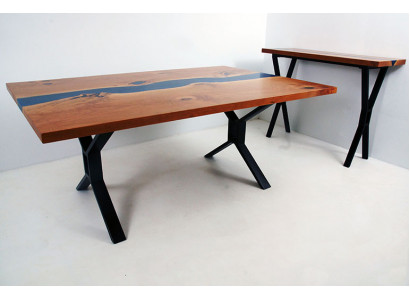 Table sur mesure Résine époxy Rivière en bois véritable Prix 1m²Tables en résine