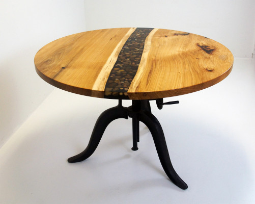 Table ronde en résine époxy Table de réunion Table de conférence en bois massif