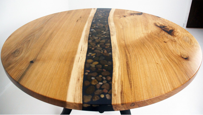 Table ronde en résine époxy Table de réunion Table de conférence en bois massif