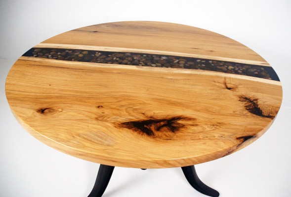 Table ronde en résine époxy Table de réunion Table de conférence en bois massif