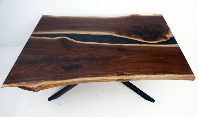 Table en résine époxy sur mesure, Rivière en résine époxy, bois véritable. Prix des tables au mètre carré 1