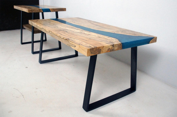 Table sur mesure en résine époxy Résine époxy Rivière Bois véritable Prix 1 mètre carré Tables.