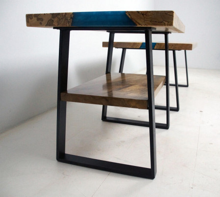 Table sur mesure en résine époxy Résine époxy Rivière Bois véritable Prix 1 mètre carré Tables.