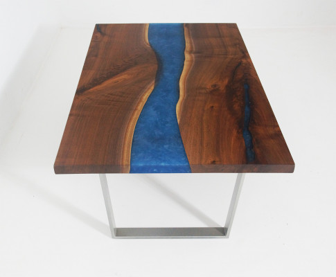 Table en époxy sur mesure Résine époxy Rivière Bois véritable Prix 1m² Tables en résine
