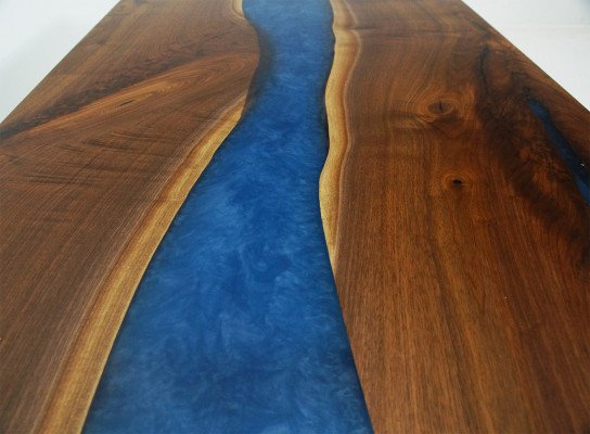 Table en époxy sur mesure Résine époxy Rivière Bois véritable Prix 1m² Tables en résine
