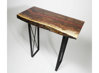 Table basse en bois massif de l'artisanat, table design, tables consoles en époxy
