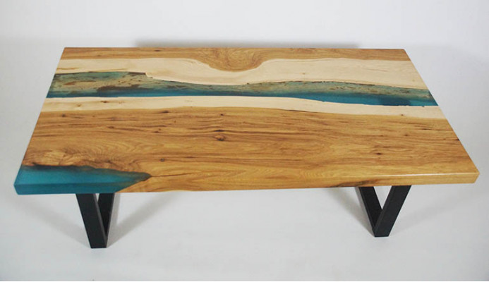 Table basse Table de la rivière Résine époxy Tables massives 120x70 Table de rivière Bois véritable