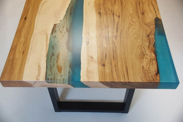 Table basse Table de la rivière Résine époxy Tables massives 120x70 Table de rivière Bois véritable