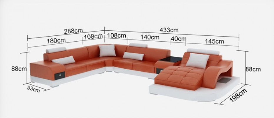 Canapé Canapé Revêtement de siège d'angle Canapés modernes en forme de U Suite paysagère vivante nouvelle
