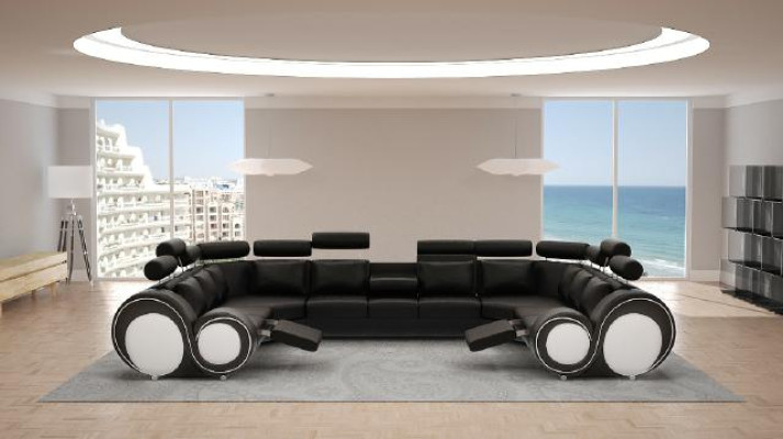 Designer Living landscape Corner sofa with USB Couch Sofa Upholstery Leather Sofa Sofas New.  Conception de canapé d'angle de paysage vivant avec canapé USB Rembourrage de canapé en cuir Canapé Canapés Neufs