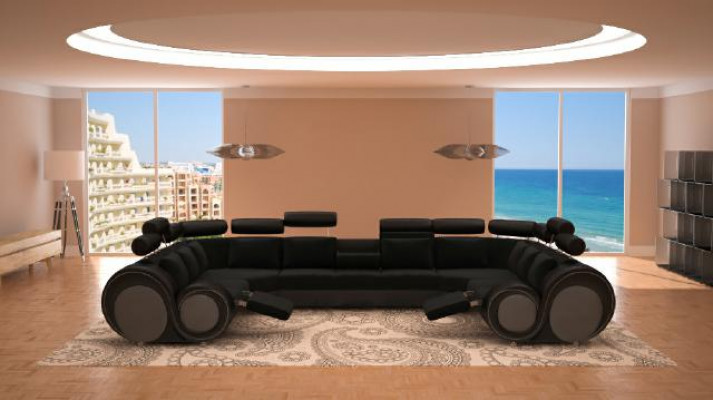 Canapé en tissu textile pour canapé d'angle en suite rembourré XXL Living Landscape Sofa Couch Designer Neuf