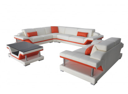 Moderne Ecksofa Couch Polsterecke Wohnlandschaft Sofa Eckgarnitur + USB