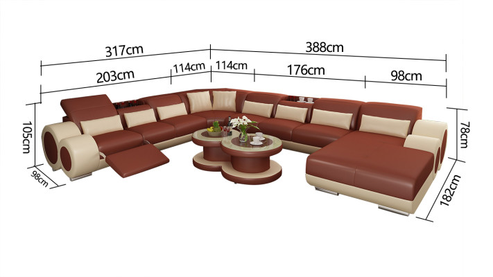Canapé en cuir Canapé Canapé d'angle Canapé d'angle Suite d'angle Design Canapé moderne