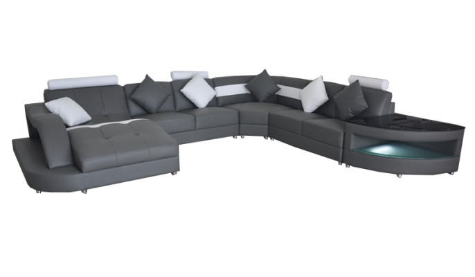 Canapés en cuir Salon Paysage d'angle Design de Suite Moderne en U-forme + Table