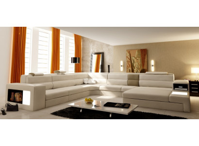 Canapé en cuir Canapé Paysage vivant Canapé d'angle Suite d'angle Conception Canapé moderne Nouveau B2006